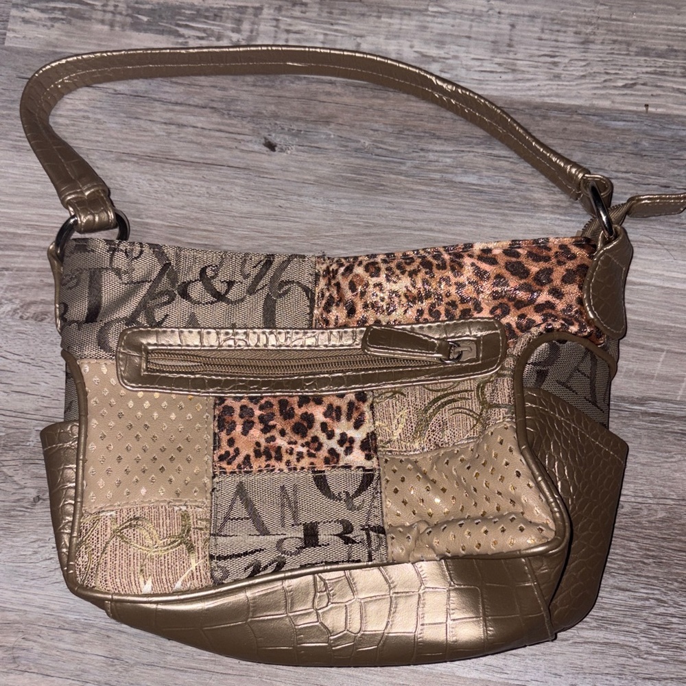 Patchwork Shoulder Bag - Brown and Tan